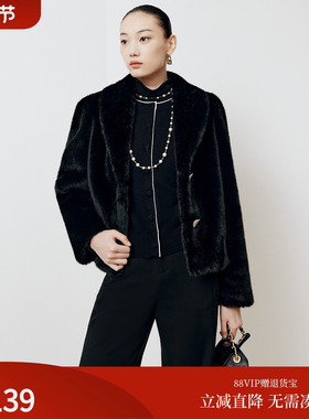 firststation优雅青果领泡泡袖直身短款大衣外套女25冬新款8622A