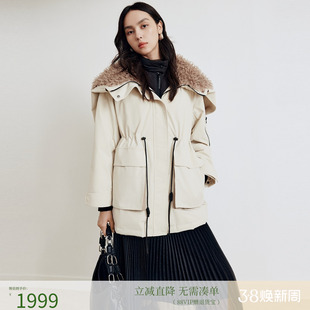 firststation可展开连帽收腰一手长派克羽绒服女25冬新款Y925A