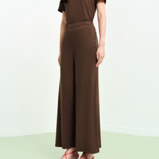 女装 26春夏新款 6486A 百搭松紧腰花边腰头九分筒喇休闲裤 FS时尚