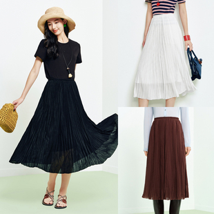女装 3450A A摆半身裙26春夏新款 FS通勤百搭高腰直筒太阳褶中长款