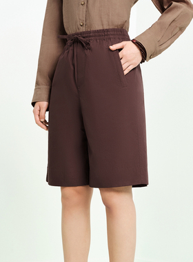 FS时尚百搭松紧腰棉布宽松直筒五分休闲裤26春夏新款女装6223A