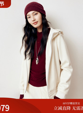 firststation休闲连帽防风舒适羊毛棉服短外套女25冬新款1298A