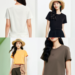 女装 26春夏新款 5388A 上衣T恤衫 FS百搭圆领正肩宽松显瘦休闲短袖