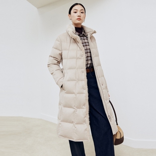 羽绒服女25冬新款 Y228A 翻领水貂毛拼接宽松长款 firststation时尚