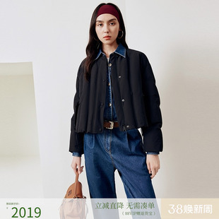 firststation时尚圆领两侧抽绳轻薄短款羽绒服女25秋新款Y139A