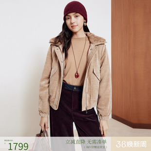 firststation时尚貂毛领工装口袋保暖短款羽绒服女25冬新款Y131A