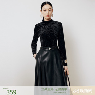 firststation时尚百搭高领丝绒长袖打底衫上衣女25冬新款5522A