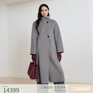 firststation时尚立领直身型中长款羊绒大衣外套女25冬新款8309A