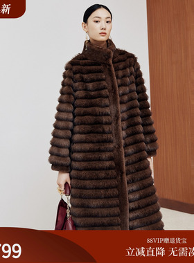 firststation经典咖啡色立领宽松中长款大衣外套女25冬新款8650A