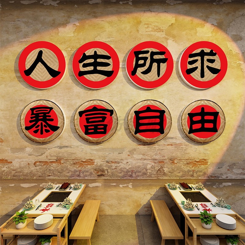 市井风格火锅餐饮店墙面装饰创意挂画工业烤肉饭店背景墙贴纸壁画图片