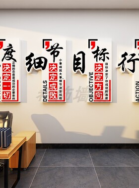 企业文化墙楼梯间办公室墙面装饰工厂励志标语贴公司进门形象布置