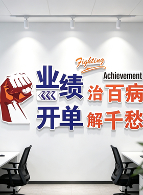 公司团队业绩企业文化贴纸网店工作办公室3d立体墙贴装饰布置标语