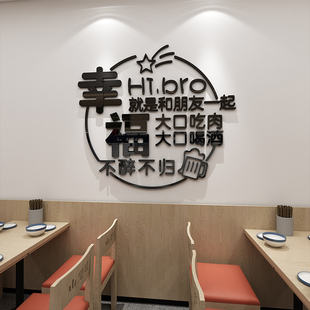 网红烧烤肉串店墙面装饰品创意工业风顶部自粘酒馆饭店夜宵贴纸画