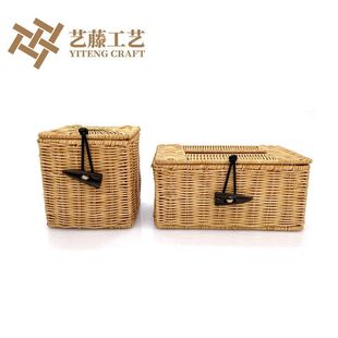 中式 藤编家用收纳纸巾盒现货供应创意盒 手工 编织抽纸客厅草编