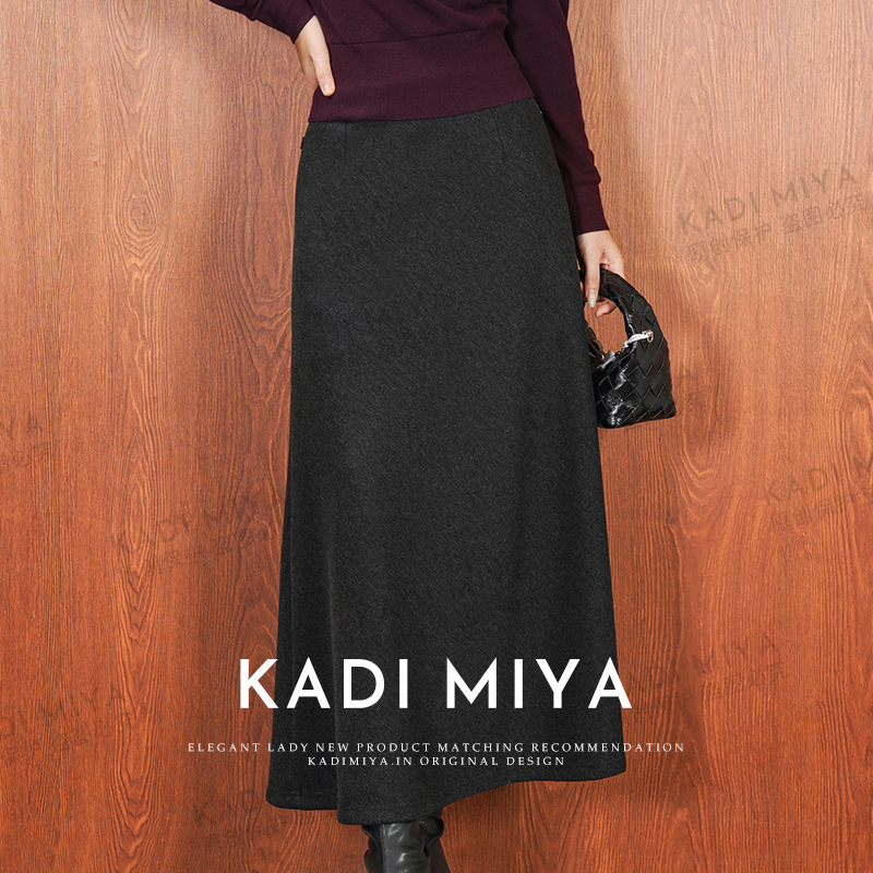 KADIMIYA【赫本裙】重磅醋酸羊毛法式半身裙时髦大摆A字中/长裙