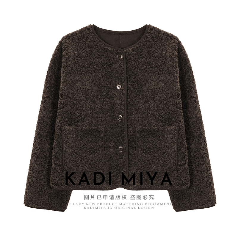 KADIMIYA【简奢美学】单排扣圆领小香风短外套减龄百搭小个子上衣