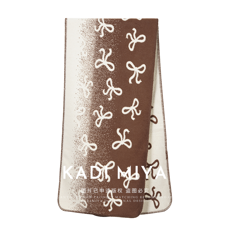 KADIMIYA【织梦浪漫】法式渐变蝴蝶结围巾百搭保暖围脖披肩长方巾