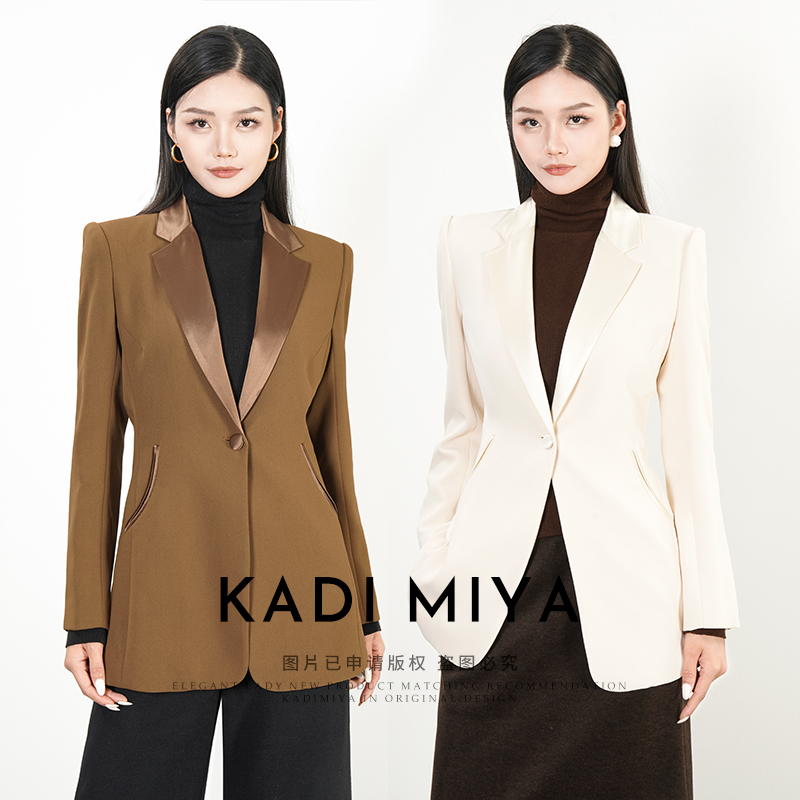 KADIMIYA高级感简约高奢气质西装精致通勤礼服黑色西装外套洋气