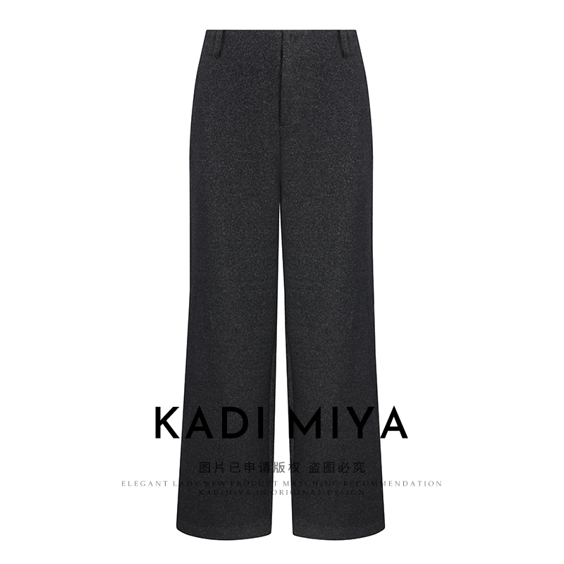 KADIMIYA【摩登BOSS】都市松弛高克重醋纤绵羊毛休闲直筒裤阔腿裤
