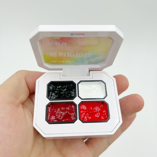 遮瑕美甲拍拍胶四宫格黑白高级酒红大红渐变晕染饱和彩绘甲油胶