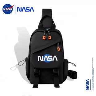NASA联名运动斜挎包男士 腰包大容量胸包休闲单肩手提包纯色背包女