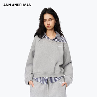 卫衣假两件上衣 套头拼接条纹衬衫 ANN ANDELMAN官方直营2025年秋季