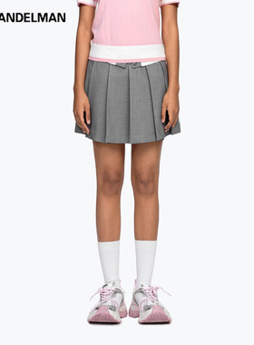 ANN ANDELMAN官方直营 灰色设计感a字半身短裙翻折腰头百褶裙裤女
