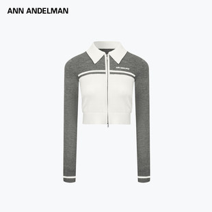 绝美巨好看 ANN 短款 拼接撞色针织开衫 小上衣 ANDELMAN26早春新款