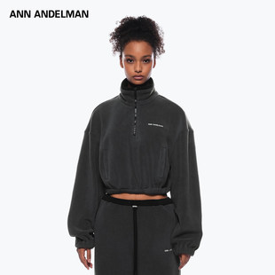 ANN 收腰套头上衣 ANDELMAN官方直营秋冬摇粒绒卫衣女加厚立领短款