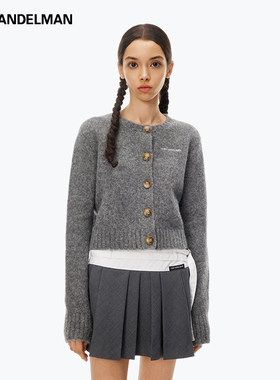 【明星同款】ANN ANDELMAN官方直营灰色毛衣短款羊毛针织开衫秋季