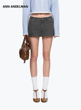 【腻腻同款】ANN ANDELMAN深灰色高腰短款包臀裙复古水洗超短裙