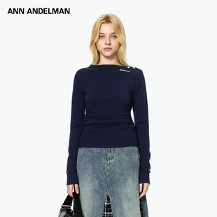 ANN 上衣 ANDELMAN官方直营早秋氛围感穿搭三穿一字肩斜肩针织衫
