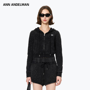 短裤 ANN 洗水烫钻连帽卫衣 新品 两件套 ANDELMAN官方直营2025秋季