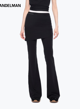 ANN ANDELMAN官方直营黑色鲨鱼喇叭裤屁帘防走光假两件瑜伽裤裙