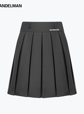 ANN ANDELMAN官方直营经典气质学院风灰色百褶短裙简约A字半身裙