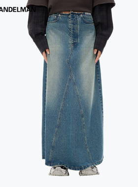 ANNANDELMAN 官方直营 高端牛仔半身裙女中长款错位解构A型及踝裙