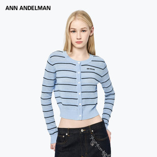 外套 穿搭条纹缕空毛织上衣女针织开衫 ANN ANDELMAN官方直营秋季