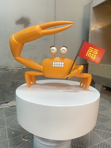 玻璃钢雕塑卡通螃蟹IP形象仿真动物园林景观商业落地摆件3D打印