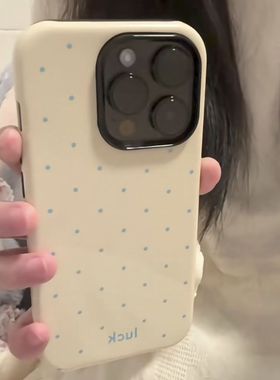 奶黄蓝色波点iphone16Promax适用苹果手机壳磁吸15pro韩国ins菲林二合一14小众13原创12mini可爱11全包保护套