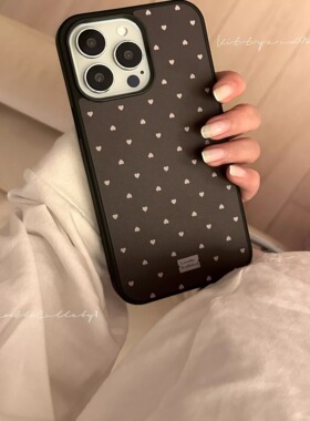 栗棕爱心温柔百搭ins亚克力黑边适用苹果iPhone16promax手机壳15pro小米14Pro保护套华为mate防摔三星S23荣耀