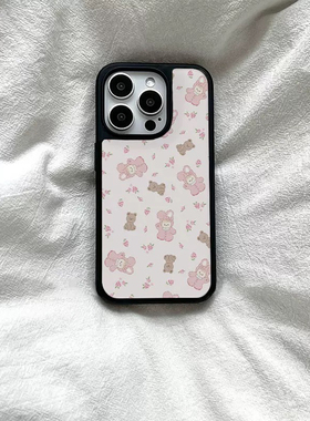 可爱兔子ins亚克力黑边适用苹果iPhone16promax手机壳15pro小米14Pro保护套华为mate防摔三星S234荣耀晶瓷壳