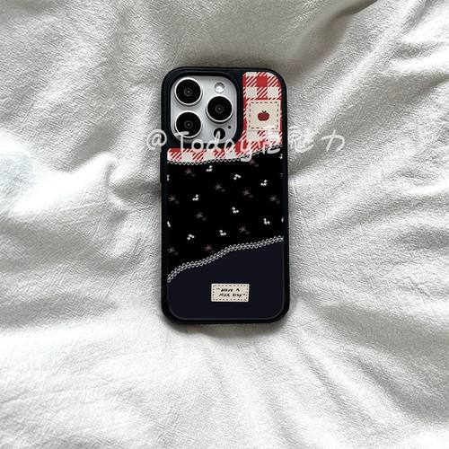 iPhone16promax樱桃格子手机壳