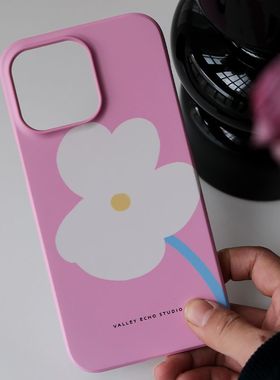 白色小花iphone16Promax适用苹果手机壳新款15pro韩国ins菲林二合一14小众13原创女12mini可爱11全包保护套