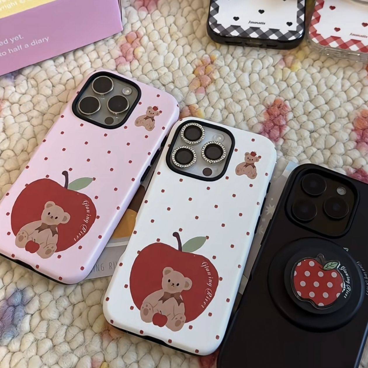 苹果小熊适用iPhone16promax苹果15小米15pro新款mate60华为p70nova12荣耀90菲林手机壳opporeno13vivox100