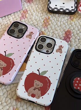 苹果小熊适用iPhone16promax苹果15小米15pro新款mate60华为p70nova12荣耀90菲林手机壳opporeno13vivox100