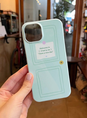 复古法式薄荷绿木门简约iphone16Promax适用苹果手机壳新款15pro韩国ins菲林二合一14小众13原创女12可爱11