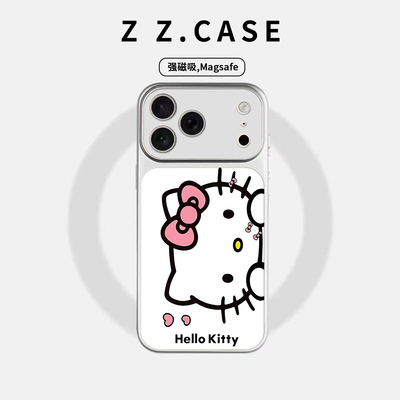 hello kitty凯蒂猫ins原创大视窗适用磁吸苹果手机壳iPhone17promax防摔16pro个性15全包14plus简约13保护套