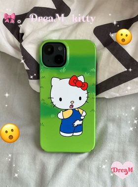 HelloKitty凯蒂猫绿色iphone16Promax适用苹果手机壳15pro韩国ins菲林14小众13原创女12mini可爱11全包保护套