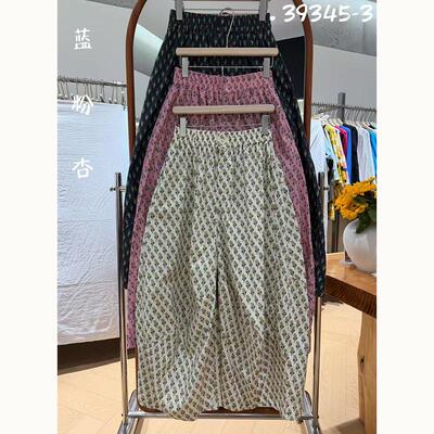 WE39345-3休闲松紧腰碎花阔腿裤女百搭显瘦遮胯裤子松紧腰2026夏