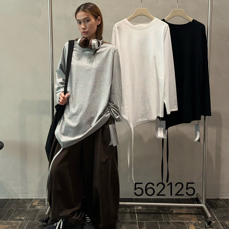 becabeau奢佑562125长袖T恤女宽松纯棉打底衫休闲上衣2026秋新款图片